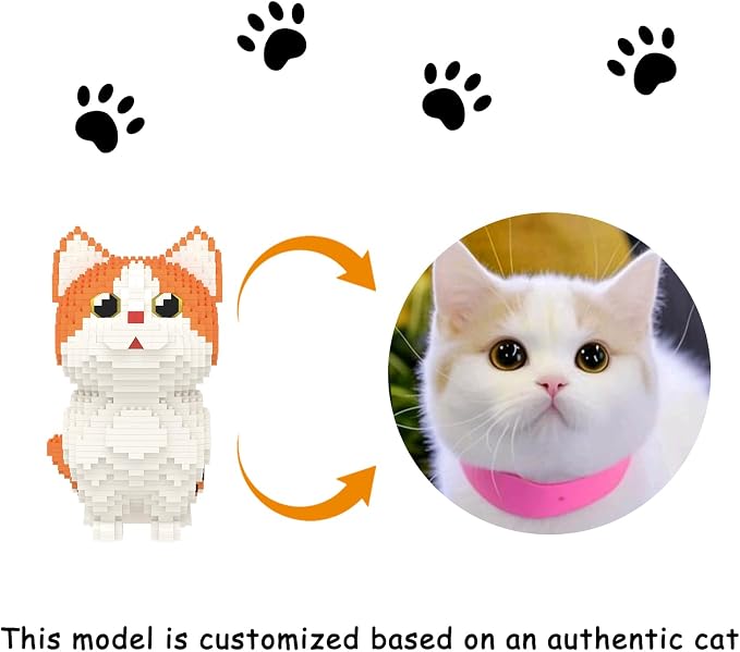 Larcele Micro Building Blocks Set, DIY Mini Building Toy Bricks for Age Over 12 Years, 1296 Pieces KLJM-05 (Munchkin Cat-Orange)