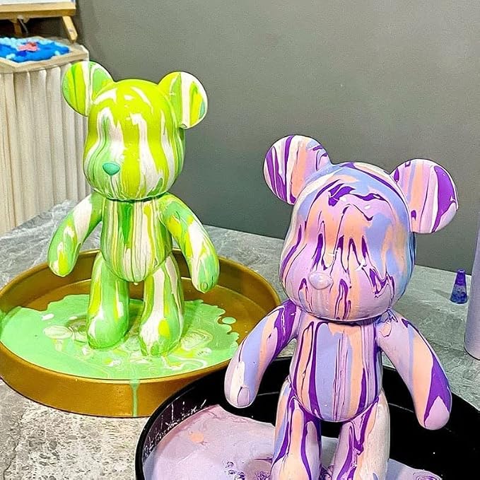 HANDA DIY Painting Kit Set - Bear Fluid Teddy Violent Gloomy Doll Figurine Toys Gift for Birthday Valentines (13.4 inch, Bear Mold)
