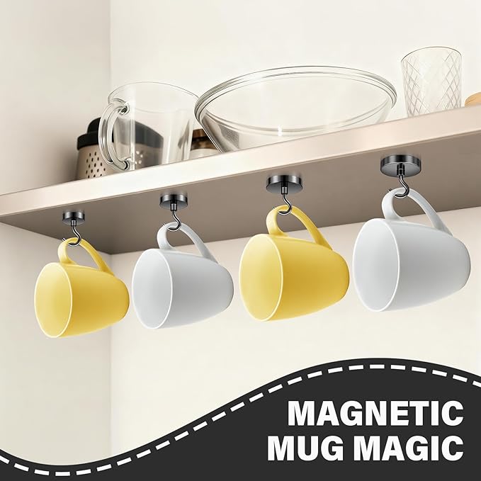 Magnetic Hooks for Cruise Cabins, 130lbs Black Magnetic Hooks for Hanging Mugs, Strong Magnets Heavy Duty, Cruise Ship Magnets for Grill, Classroom Decor, Office Accessories, 4 Pack
