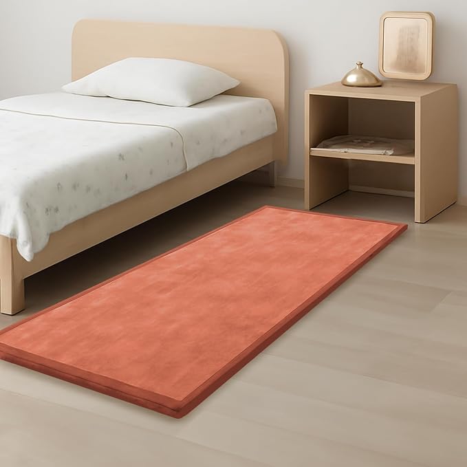 1.3" Thick Baby Play Mat for Floor, 28x72 Foam Tummy Time Mat, Padded Support Soft Plush Bedside Rugs for Infant Kids Toddler Crawling Kick Activity (Brick)