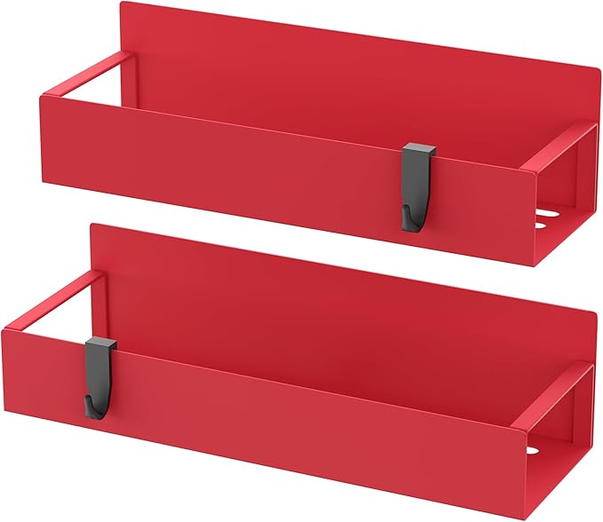2 Pack Magnetic Spice Storage Rack Organizer for Refrigerator and Oven, Red Fridge Organizers and Storage