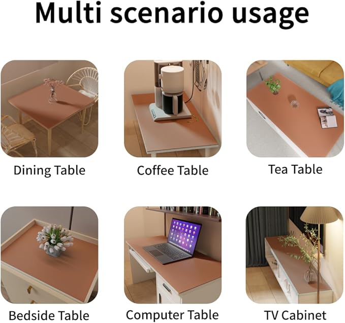 Leather Table Cover,1.8mm Thick,17x54 Inch Table Protector,Glass Table Protector,Table Sticker Cover,Desk Covers On Top of Desks.(Brown+Gray,17x54)