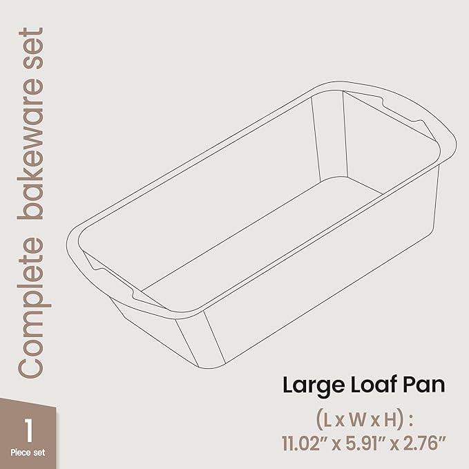 Nonstick Loaf Pan Set Pack of 1, Carbon Steel 11" Large Baking Bread Pan, Oven Safe Up to 450°F, PFOA, PFOS, PTFE Free, Space Saving Stackable Design, Stain Resistant, Dishwasher Friendly, Gray Marble