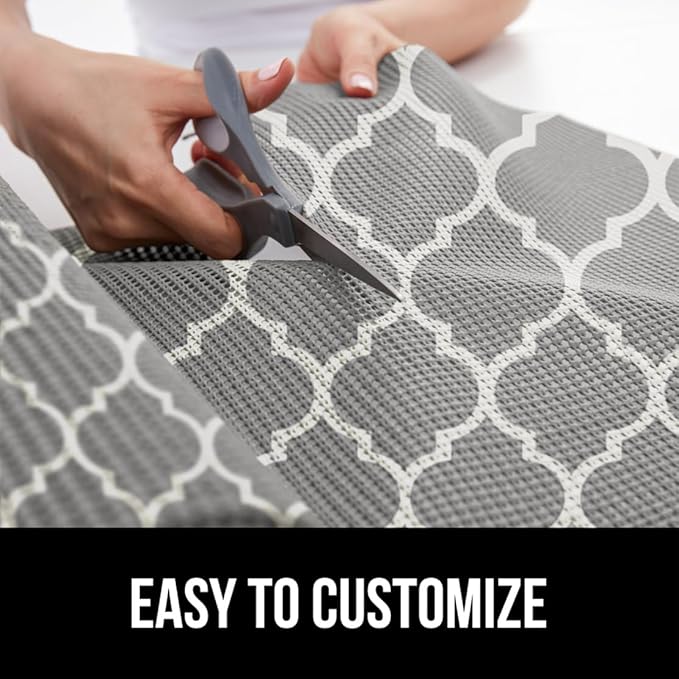 GORILLA GRIP powerGRIP Drawer Shelf and Cabinet Liner, Thick Strong Hold, Non-Adhesive Liners Protect Kitchen Cabinets and Cupboard, Bathroom Drawers, Easy Install, Breathable Mat, 12" x20', Gray