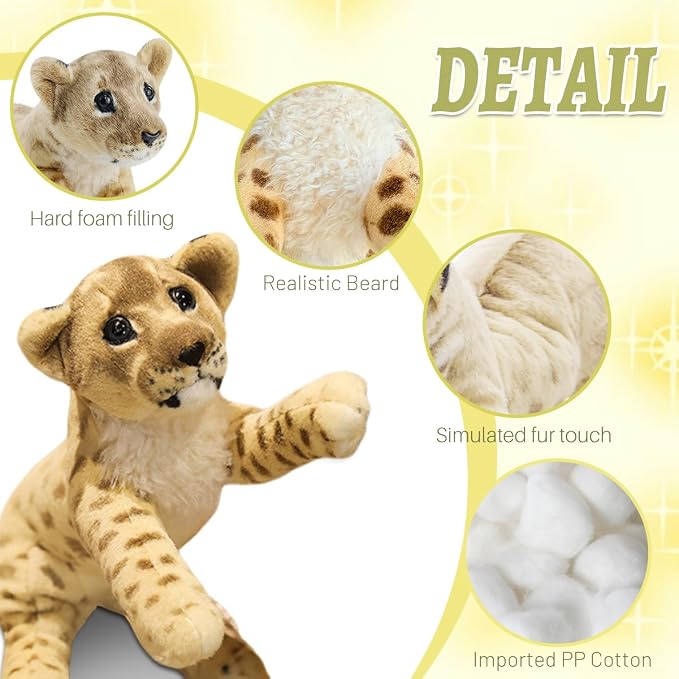 Lion Stuffed Animals 24" Stuffed Lion Plush Pillow Realistic Stuffed Animals Lion Plush Toys Safari Animals Toys Jaguar Cute Plushies Birthday Graduation Gifts for Kids Boys Girls