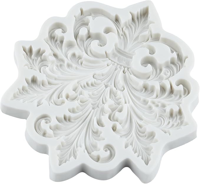 Baroque Silicone Mold Curlicues Scroll Lace Polymer Clay Mold Vintage Relief Flower Lace Filigree Molds for DIY Crafts Epoxy Resin Casting Air Dry Polymer Clay Plaster Jewelry Making
