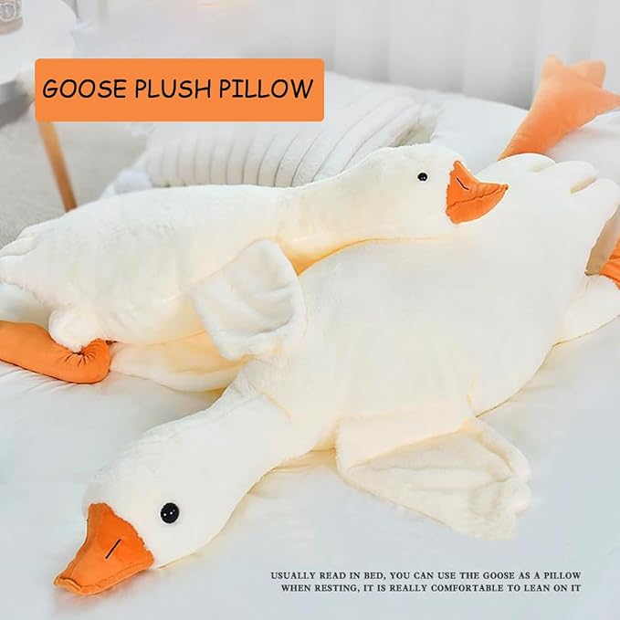 33.5 Inches Goose Stuffed Animal Stuffed Goose Plush White Swan Throw Pillow Toy (White, 33.5")