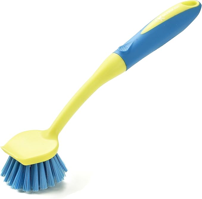 Scrub Brush Set for Bathroom Kitchen Bathtub Toilet Deep Cleaning Brush Tools All Purpose Cleaner Sponge Scrubbing Brushes with Ergonomic Handle, 4-Piece