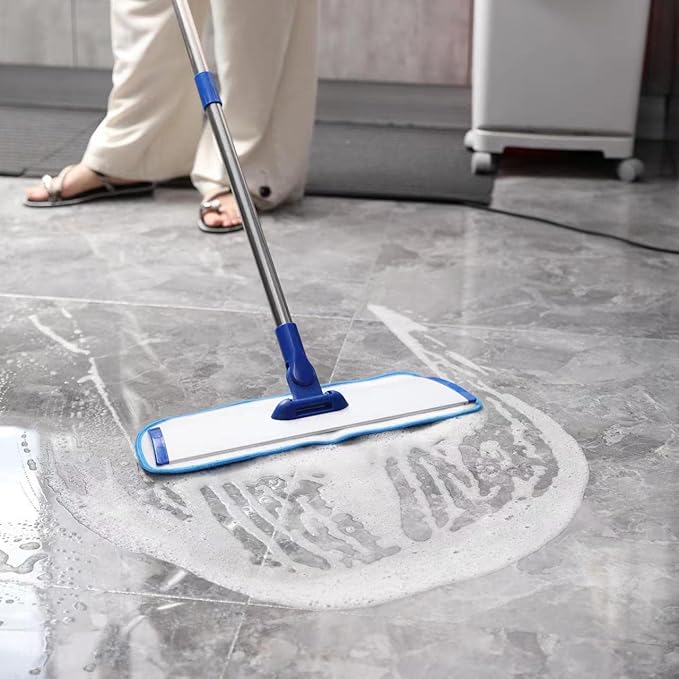 18" Professional Microfiber Mop Floor Cleaning mop, Flat Mop with Stainless Steel Handle,4 Reusable Washable Mop Pads and mop Pads Brush,Microfiber Mop for Hardwood (18" Microfiber Mop)