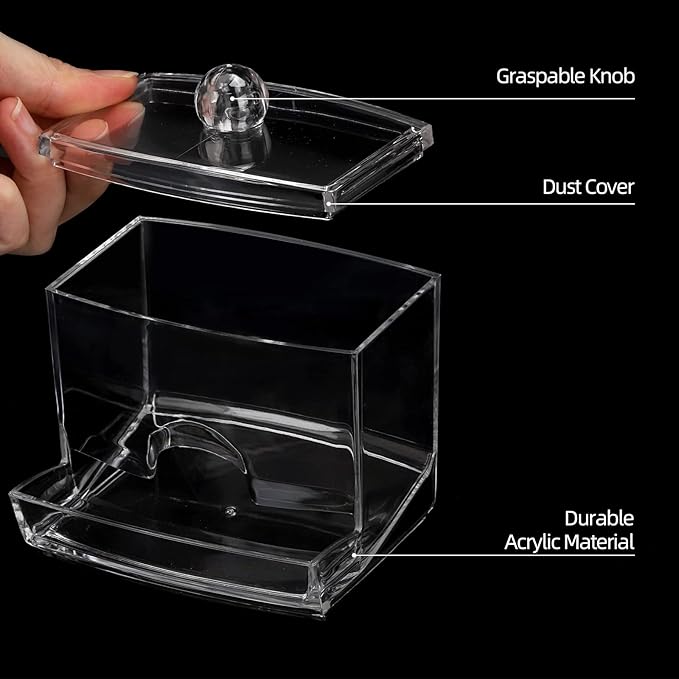 Tbestmax 2 Pack 10oz Qtip Dispenser Big Clear Qtip Holder, Bathroom Container Organizer Accessories Decor for Storage-Qtips Cotton Ball