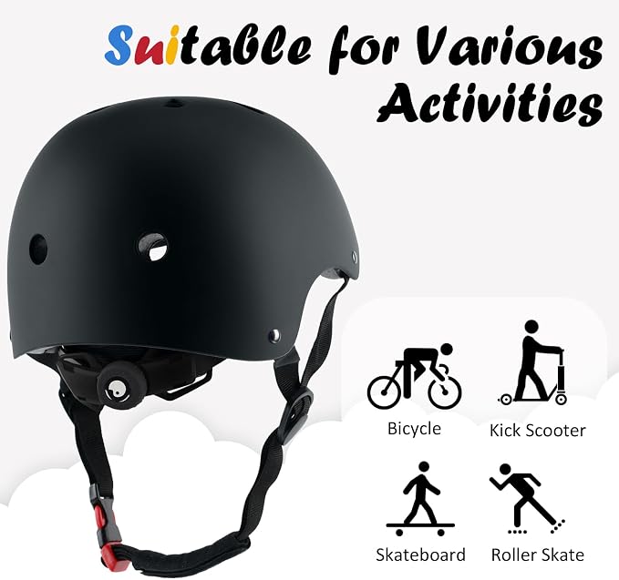 Kids Bike Helmet, Adjustable and Multi-Sport, from Toddler to Youth, 3 Sizes