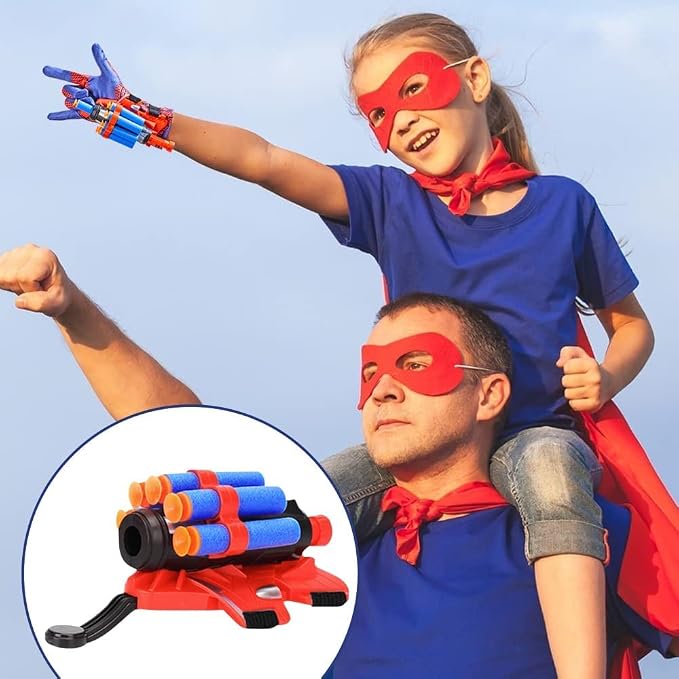 Black Style Spider Web & Soft Missile Launcher Toy 2 Pcs Set,High-Precision Web Shooter for Cosplay, Roleplay & Outdoor Fun - Adjustable Strap, Durable Design, Safe for Kids& Adults