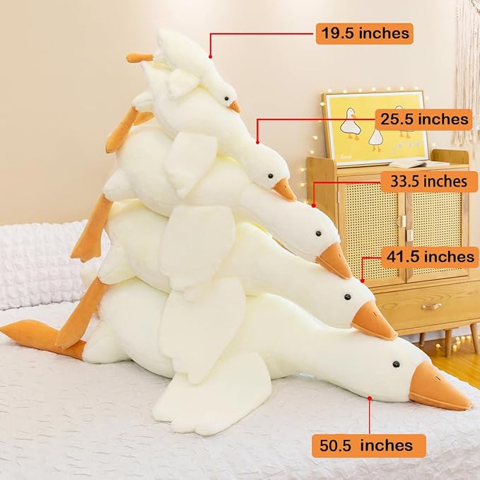 50.5 Inches Goose Stuffed Animal Large Giant Stuffed Goose Plush White Swan Throw Pillow Toy ((White, 50.5")