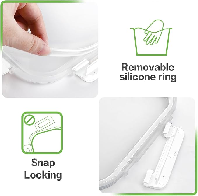 HOMBERKING 24pc Glass Food Storage Containers with Lids, Glass Meal Prep Containers with Leak Proof Snap Lock Lids, Airtight Bento Lunch Boxes, Kitchen Storage (12 lids & 12 Containers) - White