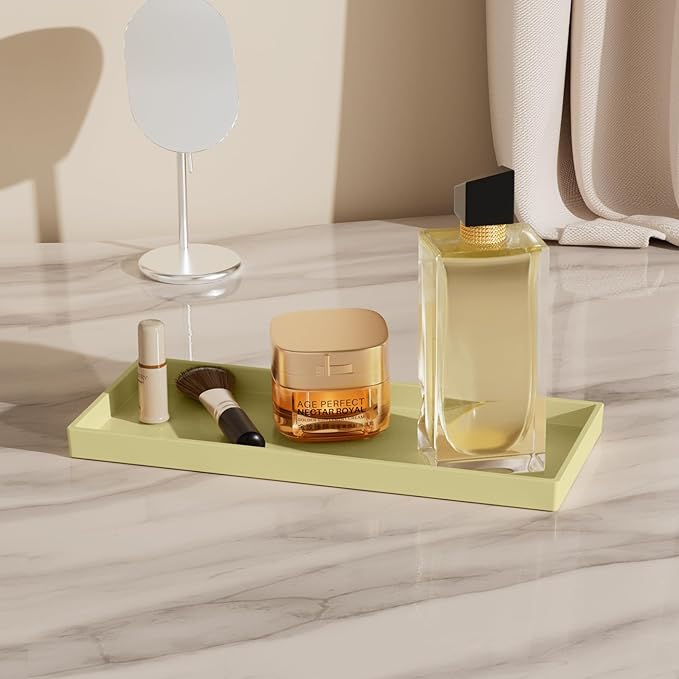 Vanity and Bathroom Tray, 11.8" ABS Countertop Organizer,Waterproof Vanity Tray for Toilet Tank,Perfume,Soap,Keys,Bathroom Accessories,Kitchen and Bath Trays,Non Slip Small Trays,Gold