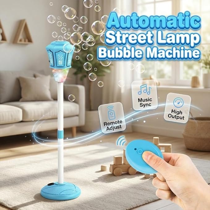 Automatic Bubble Machine - 2026 Adjustable Height Standing Bubble Blower with LED Lights & Music, Electric Bubble Maker for Birthday Party Wedding Outdoor Indoor Activities