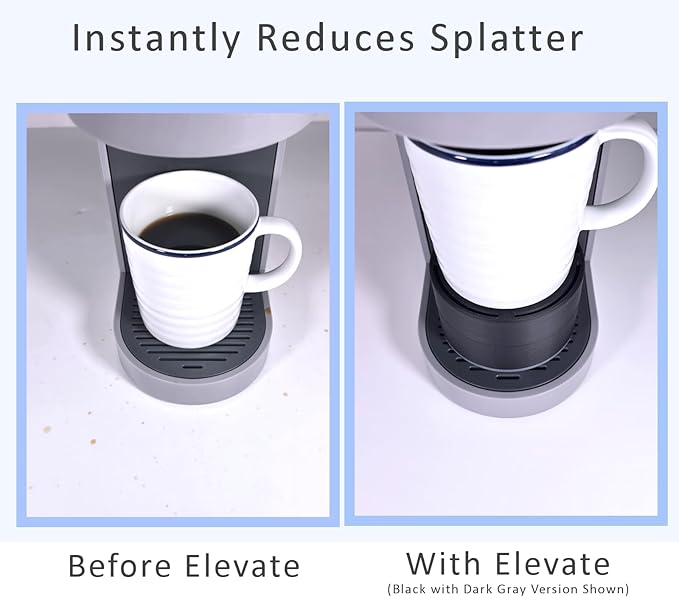 Elevate Anti-Splash Cup Riser Accessory for most Keurig K-cup, Cuisinart Single Serve, and other Coffee Makers, Adjustable for Cup Size and Drip Tray Type (Black and Turquoise)