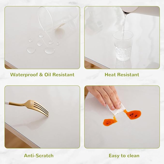 30 x 30 Inch Clear Table Cover Protector, Clear Table Protector for Dining Room Table, 1.5mm Plastic Table Cover, Waterproof Table Pad for Kitchen, Office