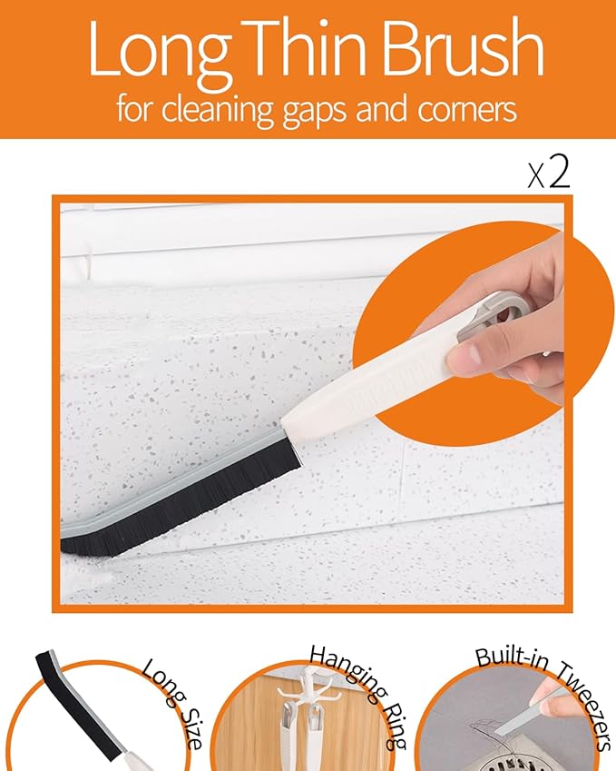 Window Sill Cleaner Tool - Hard Bristle Crevice Cleaning Brush, Multifunctional Gap Scrub Brush, Window, Home Essentials, Bathroom Cleaner Tools for Household Use, Kitchen - 8PCS
