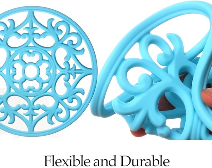 ME.FAN Trivets for Dishes/Pots/Pans, 3 Pcs Silicone Mats, Flexible/Durable/Non Slip Hot Pads to Protect Table and Counter Top (Orange)
