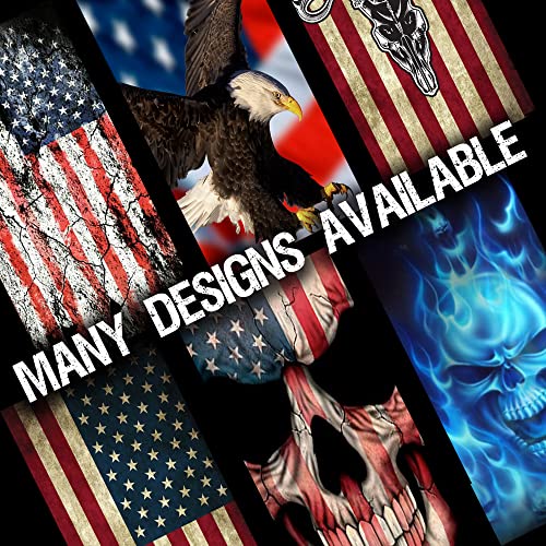 GRAPHIX Express - C201 American Flag Deer - Patriotic Cornhole Board Wrap - Laminated Weatherproof Vinyl Decal - Easy Bubble-Free Application - Stickers Dimensions: 2' x 4' - Set of 2