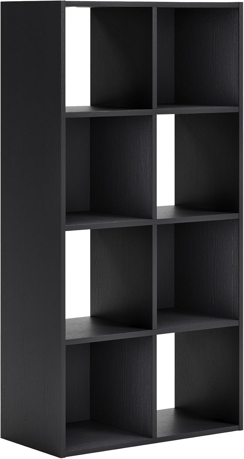 Signature Design by Ashley Langdrew 8 Cube Storage Organizer, Matte Finish, Wood & Decorative Laminate, 23.74" W x 11.81" D x 47.05" H, Black