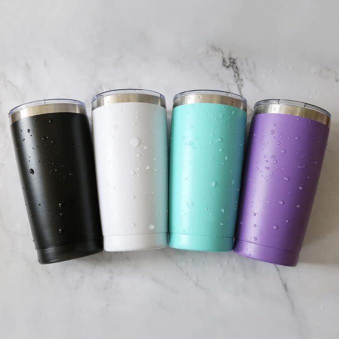 8 Pack 20 oz Stainless Steel Insulated Tumbler with Straw and Lid, Double Wall Travel Coffee Mug Vacuum Insulated Bulk Tumbler, Suitable for Vehicle Cup Holders(Assorted Colors)