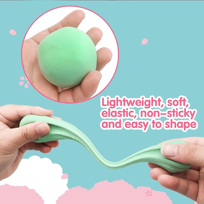Air Dry Clay 48 Colors，Modeling Clay for Kids, with 3 Sculpting Tools and 6 Sheets Dinosaur Stickers, Safe & Non-Toxic, DIY Molding Clay Gift for Boys and Girls