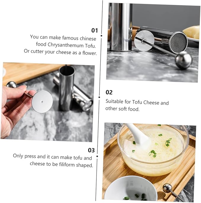 1pc Handy Stainless Steel Tofu Cutter Mold Chrysanthemum Shaped Manual Press Shredder for DIY Tofu and Cheese Filaments Convenient Kitchen Tool for Home Cooking