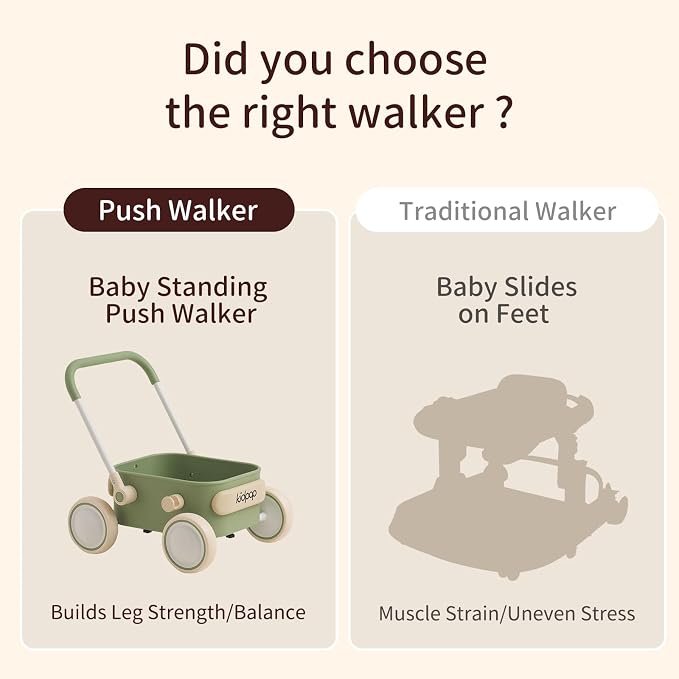 PULA Baby Push Walker with Wheels Toddler Wagon for First Learner Baby Toys 6-12 Months, 1 Year Old Birthday Gifts, Indoors and Outdoors (Red)