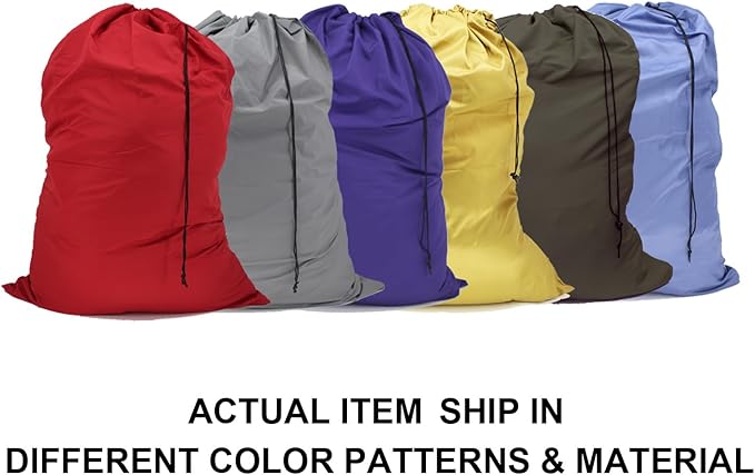 Extra Large Laundry Bag 6 Pack, Varied Colors, Travel Laundry Bags with Drawstring Closure, 30"x40", for college, dorm and apartment dwellers (6PCS)