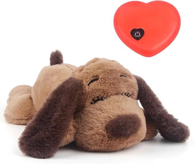 BEVERLYSHARK Heartbeat Puppy Toy Dog Anxiety Relief Calming Aid Heartbeat Stuffed Animals Pet Comfort Cuddle Sleep Aid Puppy Behavioral Training Aid Toy for Dog Cat