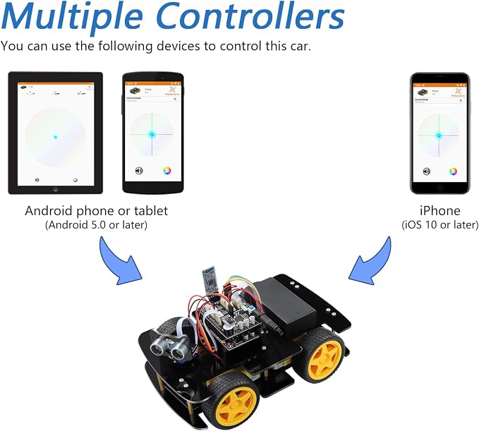 Freenove 4WD Car Kit (Compatible with Arduino IDE), Line Tracking, Obstacle Avoidance, Wireless Control App, Ultrasonic Sensor Motor Servo