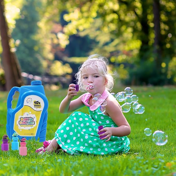 The Dreidel Company 2-Pack Ready Bubble Solution Refill for Bubbles Toys, Up to 2.5 Gallon, Non-Toxic Large 32oz Ready Liquid for Bubble Machine, Bubble Guns, Wands, Bubble Lawn Mower Toy