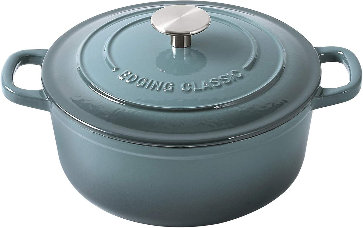 Enameled Cast Iron Covered Dutch Oven with Dual Handle, Dutch Ovens with Lid for Bread Baking, Safe to 500 degrees, 3.5 Quart, Slateblue