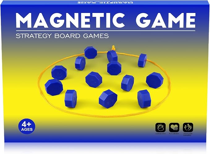 Bameca Magnetic Chess Game with Full-Size Stones, Magnet Game with String, for Family & Party & Travel & Camping, Puzzle Strategy Games, 2 Player Games for Kids & Adults