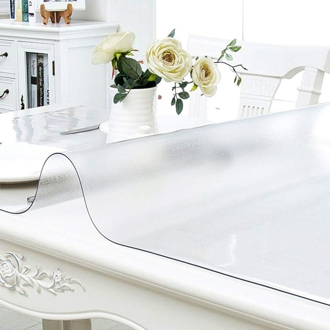 NECAUX Custom 36 x 59 Inch Frosted Table Cover Protector, 1.5mm Thick Plastic Waterproof Heavy Duty Pad for Dining Room Table, Table Cloth Cover Protector, Table Cloth Pad for Kitchen Wood Grain