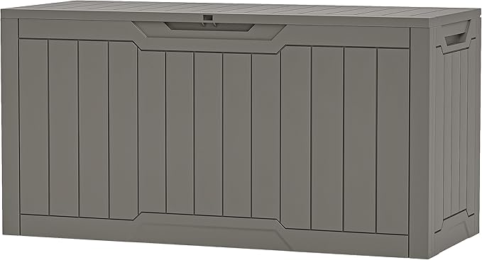 YITAHOME 80 Gallon Resin Deck Box, Outdoor Lockable Storage Box for Patio Furniture, Waterproof Patio Deck Box for Cushions, Pool Supplies, Sports Equipment and Garden Tools, Taupe