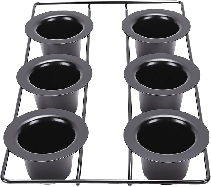 VBESTLIFE 6 Cup Popover Pan, Non Stick Carbon Steel Bakeware for Muffins and Popovers, with Wire Rack for Even Baking and Easy Cleanup