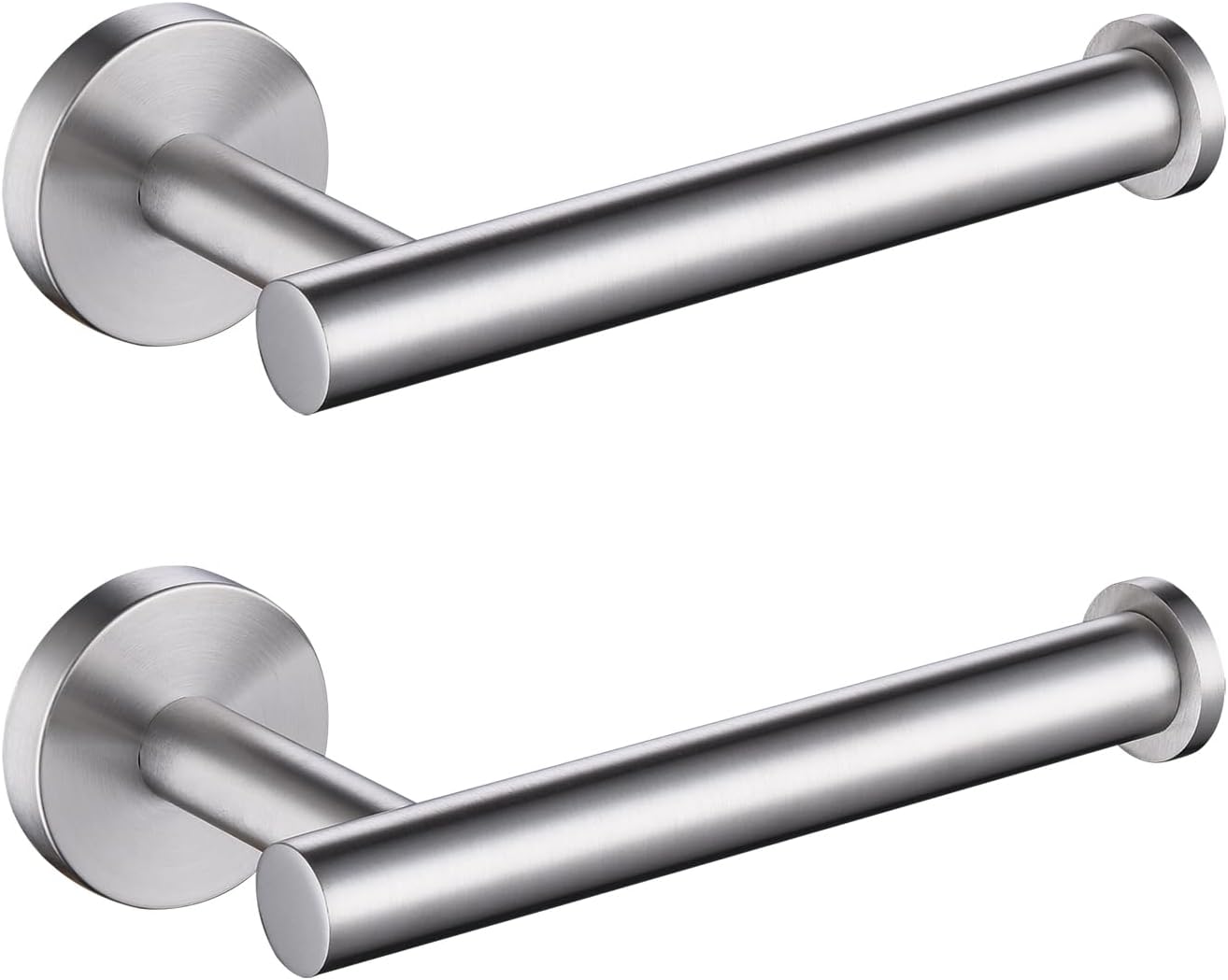 TASTOS Toilet Paper Holder SUS304 Stainless Steel Round Size Brushed Nickel 2 Pack