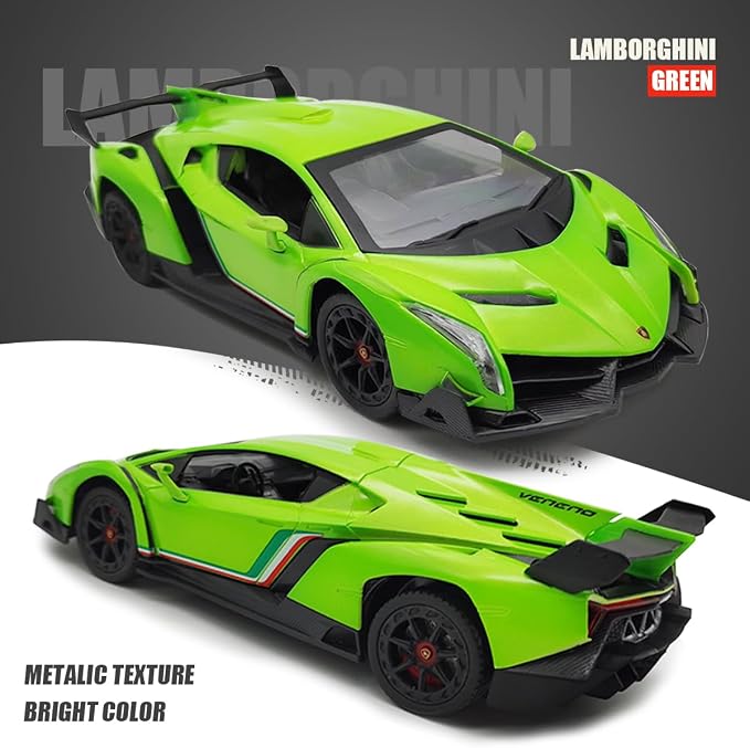 Lamborghini Remote Control Car 1:24 Scale Lambo Toy Car Officially Licensed Rc Cars with Light 2.4Ghz Model Car for Boys 4-7 Girls Birthday Gift, Green