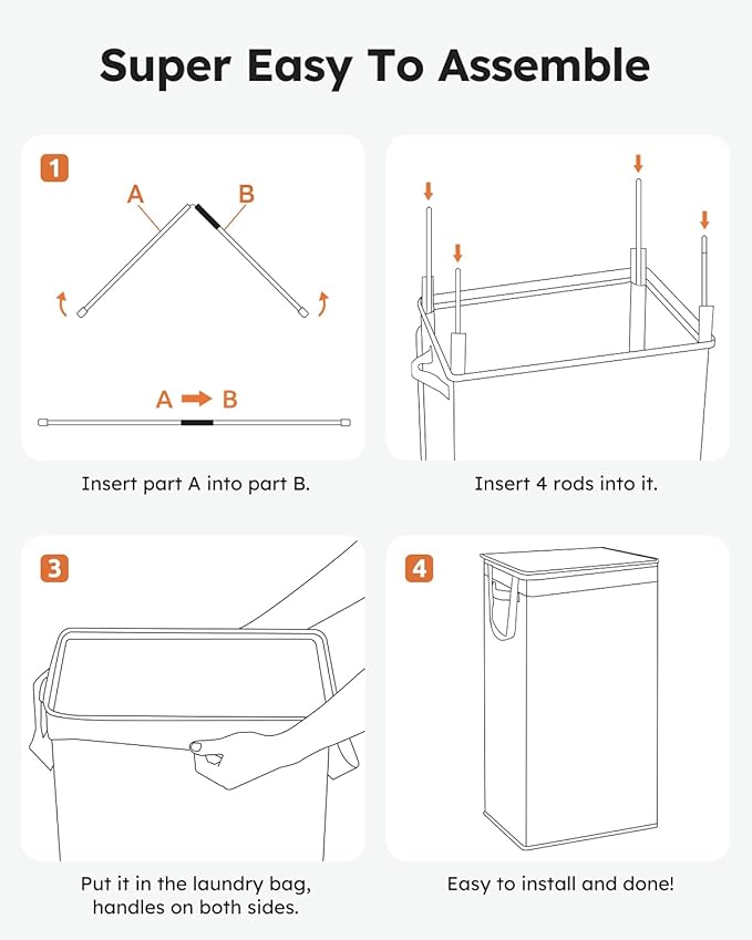 SOLEDI Slim Laundry Hamper with Lid, Narrow Laundry Basket with Removable Bags, Dirty Clothes Hamper with handle, Small Hamper perfect for Laundry room, Bathroom, Bedroom, Small spaces. 70L Beige