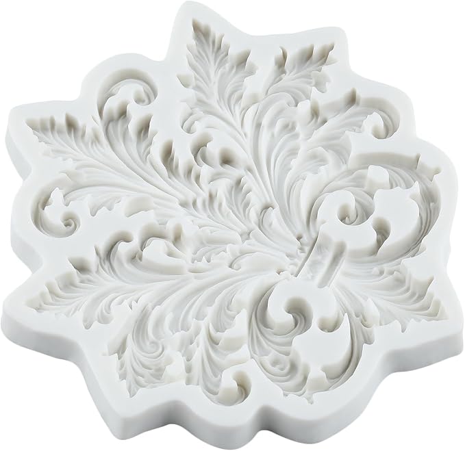 Baroque Silicone Mold Curlicues Scroll Lace Polymer Clay Mold Vintage Relief Flower Lace Filigree Molds for DIY Crafts Epoxy Resin Casting Air Dry Polymer Clay Plaster Jewelry Making