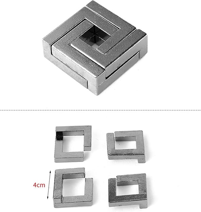 FantasyDay 4 Pcs Brain Teaser Puzzle,Metal Puzzle, Unlock Interlock IQ Test Game, Magic Trick Toy Gift for Kids and Adults