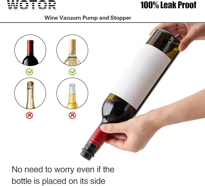 WOTOR Wine Saver Vacuum Pump with 20 Stoppers, Reusable Bottle Sealer Keeps Wine Fresh