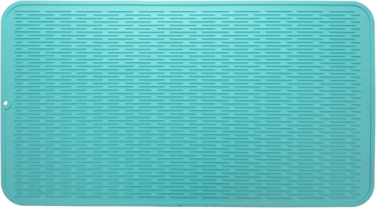Silicone Dish Drying Mat for Multiple Usage,Easy clean,Eco-friendly,Heat-resistant Silicone Mat for Kitchen Counter or Sink,Refrigerator or Drawer Liner Mint 4XL 32 inches x 18 inches