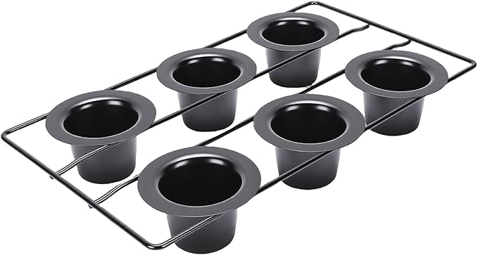 GOWENIC 6-Cup Popover Pan, Carbon Steel Deep Non Stick Bakeware Popover Pan for Baking Pudding Muffins Popovers, Easy to