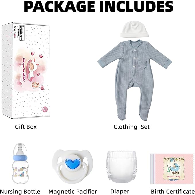 WOOROY Lifelike Reborn Baby Dolls- 18 Inch Baby Boy Doll, Full Vinyl Body Sleeping Dolls, Poseable Real Life Newborn Realborn Birthday Gift Toy with Doll Accessories for Kids 3+