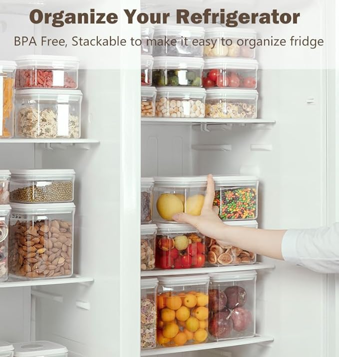 8 Pcs Pop Food Storage Containers Airtight Food Storage Containers Set with Lids Kitchen Pantry Organization and Storage, 3.4Qt, 2.8Qt, 2.1Qt, 1.2Qt