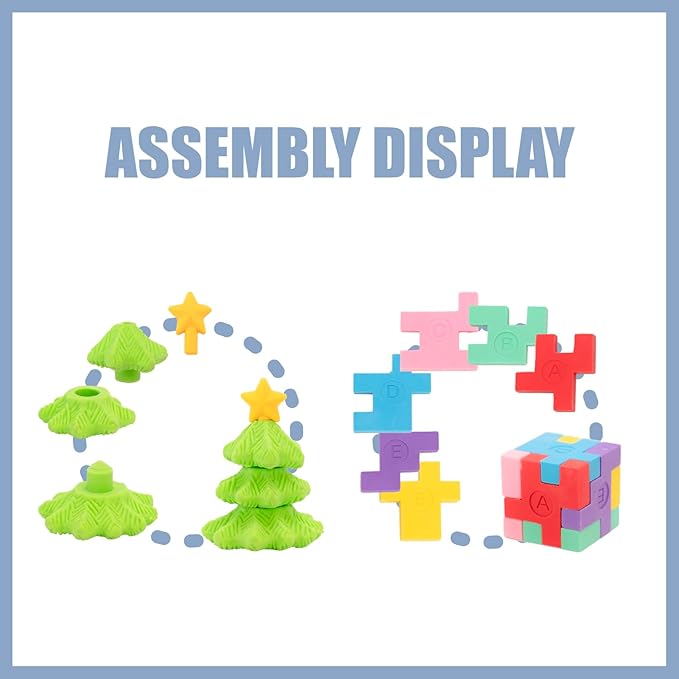 110pcs 3D Cute Kids Erasers, Random Desktop Pet Toys Gifts, Classroom Rewards Kids Party Gifts, Various Styles Such as Animals, Food, Plants, Space, Princess, Sports, Halloween, Christmas